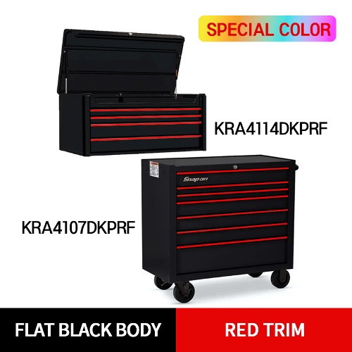 KRA4114DKPRF 40&quot; 4 Drawers Top Chest (Flat Black/Red) (상단) &amp; KRA4107DKPRF-BC 40&quot; 7 Drawers Single Bank Roll Cab (Flat Black/Red) (하단) 스냅온 탑 체스트 &amp; 롤 캡 프로용 툴박스 세트상품