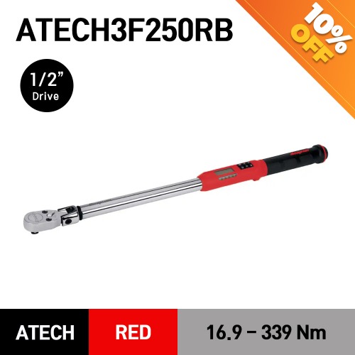 [할인상품] ATECH3F250RB 1/2&quot; Drive TechAngle® Flex-Head Torque Wrench (12.5-250 ft-lb) (16.9-339 Nm) 스냅온 1/2&quot; 드라이브 디지털 토크렌치 토르크렌치 레드