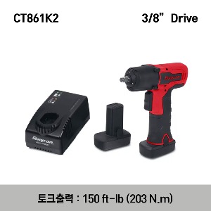 CT861K2 14.4 V 3/8&quot; Drive MicroLithium Cordless Impact Wrench Kit (Red) 스냅온 14.4 V 3/8&quot; 드라이브 마이크로리튬 무선 임팩 렌치 키트 (레드)