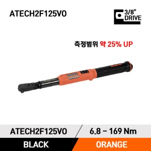 ATECH2F125VO 3/8&quot; Drive TechAngle® Flex-Head Torque Wrench (5–125 ft-lb)(6.8-169 Nm) 스냅온 3/8&quot; 드라이브 디지털 토크렌치 토르크렌치 (블랙바디/오렌지)
