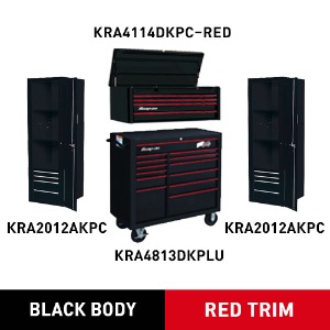 KRA4813DKPLU 40&quot; Roll Cab (Black) 툴박스 + KRA4114DKPC Top Chest, 4 Drawers (Black) 탑체스트 + KRA2012AKPC Locker, 4 Drawers, 3 Shelves (Black) 라커 세트 스냅온 멀티형 툴박스 세트 상품 (블랙)