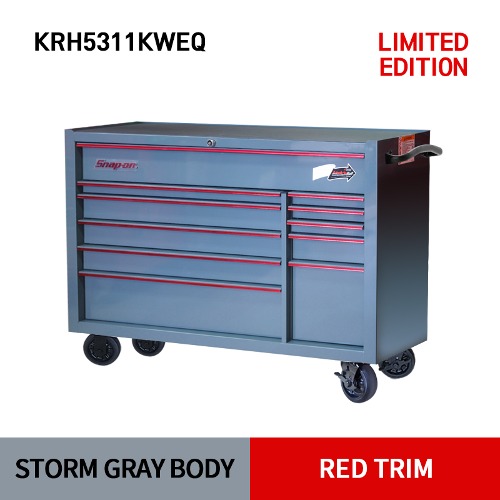 KRH5311KWEQ 53&quot; 11-Drawer Double-Bank Heritage Series Roll Cab (Storm Gray / Red) 스냅온 헤리티지 시리즈 리미티드 에디션 53&quot; 더블 뱅크 툴박스 (스톰 그레이/레드)