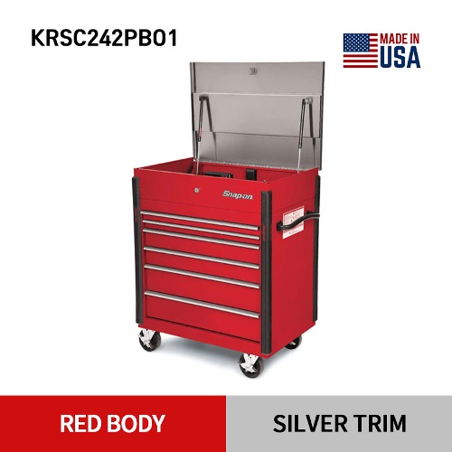 KRSC242PBO1 36&quot; Six-Drawer Heavy-Duty Stainless Steel Top Shop Cart (Red) 스냅온 36인치 6서랍 스텐레스 스틸 탑 카트 (레드)