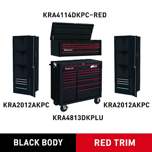 KRA4813DKPLU 40&quot; Roll Cab (Black) 툴박스 + KRA4114DKPC Top Chest, 4 Drawers (Black) 탑체스트 + KRA2012AKPC Locker, 4 Drawers, 3 Shelves (Black) 라커 세트 스냅온 멀티형 툴박스 세트 상품 (블랙)