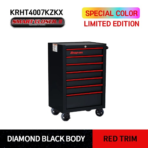 KRHT4007KZKX 26&quot; Seven-Drawer Single Bank Heritage Series Roll Cab Limited Edition(DIAMOND BLACK / RED) 스냅온 헤리티지 시리즈 리미티드 에디션 26&quot; 싱글 뱅크 7도어 툴박스 (다이아몬드블랙/레드) SMART CLOSER Ⅱ 탑재