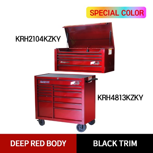 KRH2104KZKY 40&quot; 4 Drawers Top Chest (Deep Red/Black) (상단) &amp; KRH4813KZKY 40&quot; 13 Drawers Double-Bank Roll Cab (Deep Red/Black) (하단) 스냅온 탑 체스트 &amp; 롤 캡 프로용 툴박스 세트상품