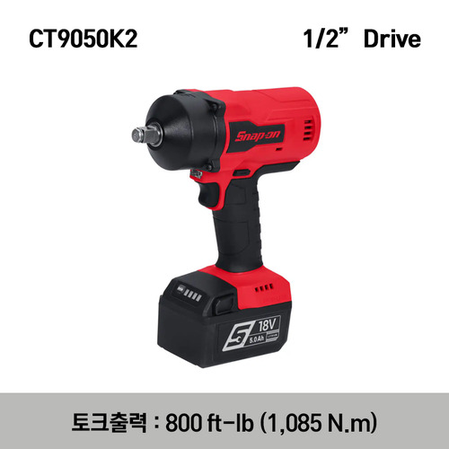 CT9050K2 18 V 1/2&quot; Drive MonsterLithium Cordless Impact Wrench Kit (Red) 스냅온 18V 1/2&quot;드라이브 몬스터리튬 무선 임팩 렌치 키트 (레드)