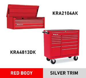 KRA2104AK Top Chest, 4 Drawers, Classic Red (상단) &amp; KRA4813DK Roll Cab, 13 Drawers, Red (하단) 스냅온 탑 체스트 &amp; 롤 캡 프로용 툴박스 세트상품