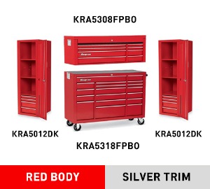 KRA5308FPBO Top Chest, Double Bank, 8 Drawers, 53&quot; Wide 탑체스트 + KRA5318FPBO 53&quot; 18 Drawer Triple Bank Heritage Series Roll Cab 툴박스 + KRA5012DK Locker, 4 Drawers, 3 Shelves 라커 세트
