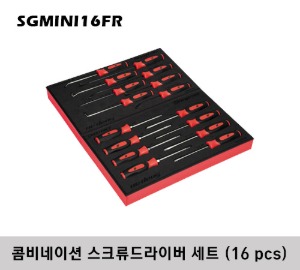 SGMINI16FR Instinct® Soft Grip Mini-Tip Combination Screwdriver, TORX®, Picks and Seal Removers Foam Set (Red) (16 pcs) 스냅온 소프트그립 미니 팁 콤비네이션 스크류드라이버 폼 세트 (16 pcs) SGSR1AR, SGD304BR, SGDP300BR, SGDT308BR. SG3ASHCR 외