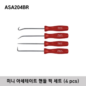 ASA204BR Mini Acetate Handle Pick Set (Red) (4 pcs) 스냅온 미니 아세테이트 핸들 픽 세트 (레드) / 세트구성 : 3ASABR, 3ASHBR, 3ASH45BR, 3ASH90BR