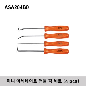 ASA204BO Mini Acetate Handle Pick Set (Orange) (4 pcs) 스냅온 미니 아세테이트 핸들 픽 세트 (오렌지) / 세트구성 : 3ASABO, 3ASHBO, 3ASH45BO, 3ASH90BO