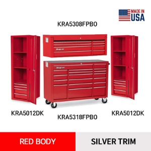 KRA5308FPBO 53&quot; Eight-Drawer Heritage Series Top Chest (Red) 탑 체스트 + KRA5318FPBO 53&quot; 18-Drawer Triple-Bank Heritage Series Roll Cab (Red) 툴박스 + KRA5012DK 16&quot; Four-Drawer Heritage Series Locker (Red) 라커 세트