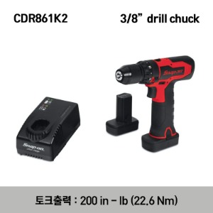 CDR861K2 14.4 V 3/8&quot; MicroLithium Brushless Drill Kit (Red) 스냅온 14.4 V 3/8&quot; 마이크로리튬 브러쉬리스 드릴 키트 (레드)