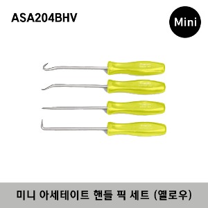ASA204BHV Mini Acetate Handle Pick Set (Hi-Viz) (4 pcs) 스냅온 미니 아세테이트 핸들 픽 세트 (옐로우) / 세트구성 : 3ASABHV, 3ASHBHV, 3ASH45BHV, 3ASH90BHV