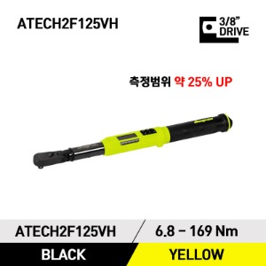 ATECH2F125VH 3/8&quot; Drive TechAngle® Flex-Head Torque Wrench, High Visibility (5-125 ft-lb) (6.8-169 Nm) 스냅온 3/8&quot; 드라이브 디지털 토크렌치 토르크렌치 (블랙바디/옐로우)