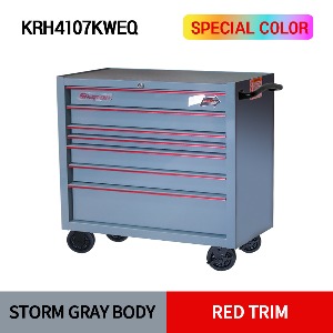 KRH4107KWEQ 40&quot; Seven-Drawer Single Bank Heritage Series Roll Cab (Storm Gray Body X Red Trim) 스냅온 헤리티지 시리즈 리미티드 에디션 한정판 40인치 7 서랍 툴박스 (스톰그레이 바디 X 레드 트림)