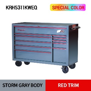 KRH5311KWEQ 53&quot; 11-Drawer Double-Bank Heritage Series Roll Cab (Storm Gray / Red) 스냅온 헤리티지 시리즈 리미티드 에디션 53&quot; 더블 뱅크 툴박스 (스톰 그레이/레드)