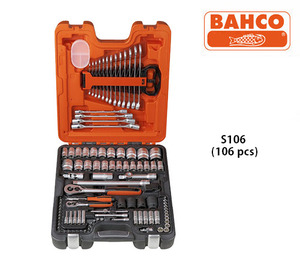 BAHCO S106 Socket sets 1/4&quot;, 1/2&quot; + Combination Wrench (106 pcs) 바코 1/4, 1/2인치 드라이브 소켓렌치 세트 (106 pcs)